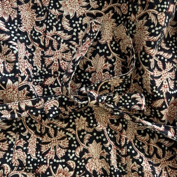 J. Peterman Vintage Batik Floral Print Midi Dress Back Tie Size XS - Picture 6 of 9